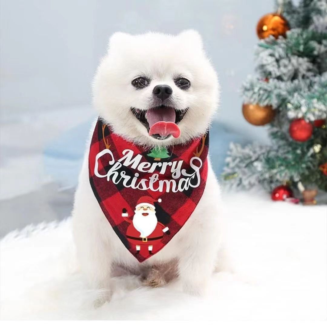 Christmas Day Border Protection Pet Small, Medium, and Large Dogs, Dogs, Cats, Teddy Triangular Towels, Water Jars