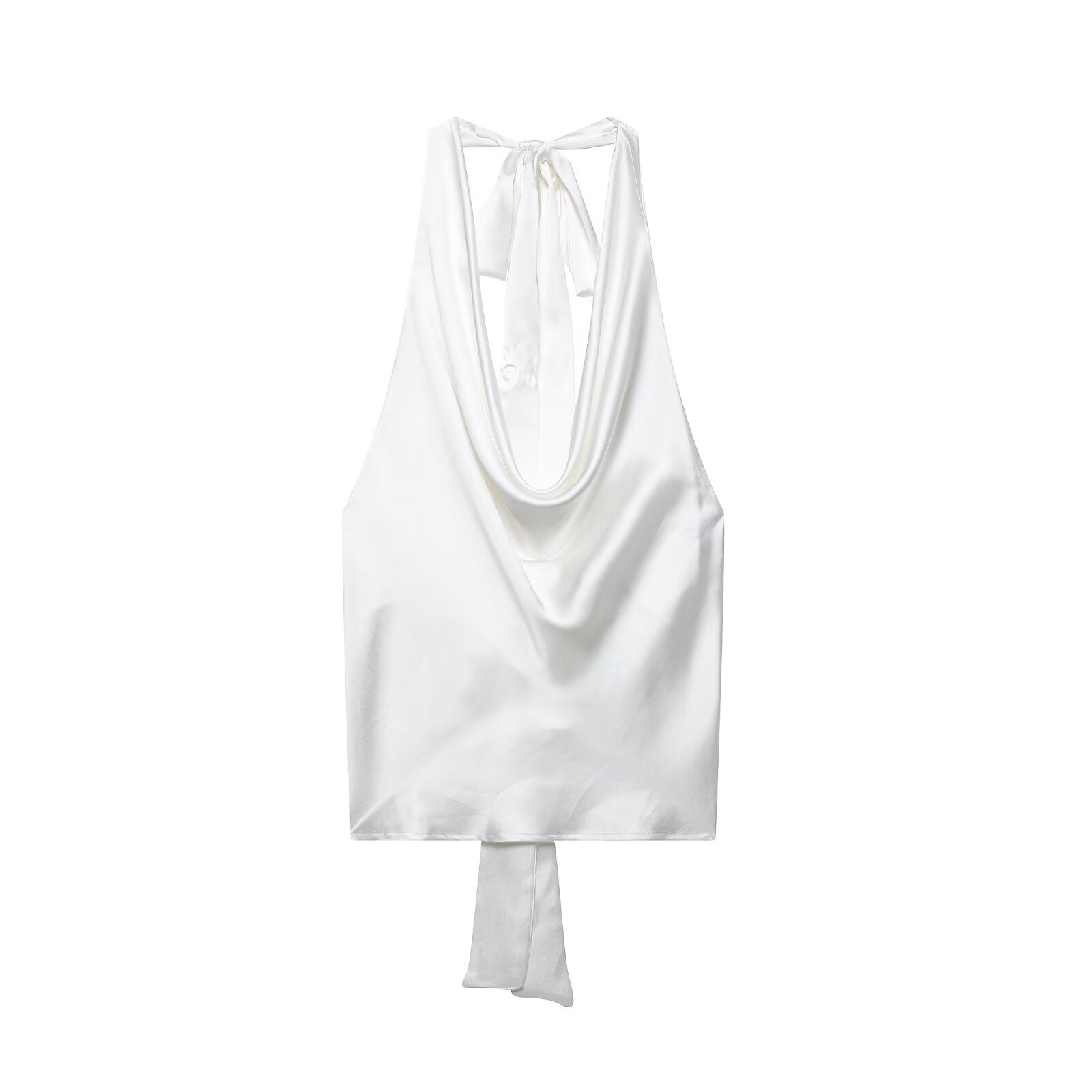 Sleeveless hanging neck collar silk textured vest top for women