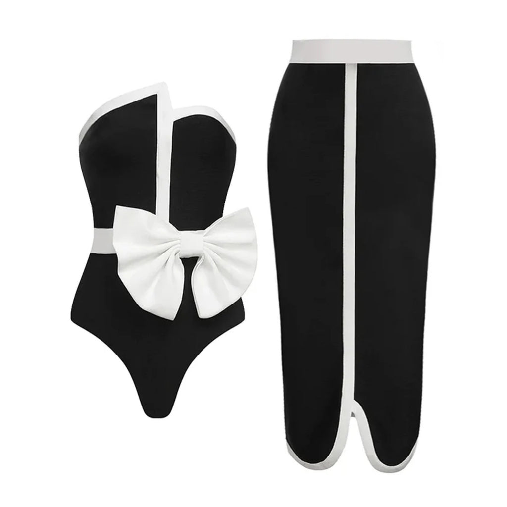 Jumpsuit women's tight fitting hot spring swimsuit set chiffon long skirt