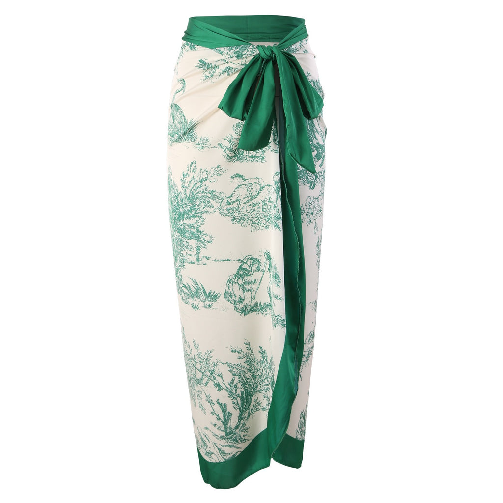 New one-piece swimsuit women's tight fitting slimming retro strap sunscreen long skirt two-piece set