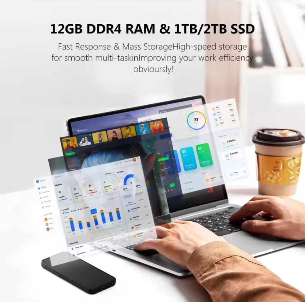 Ordinateur portable Windows 11 Pro Intel Celeron N4000
2025 ordinateur portable Gamer 12GB DDR4 512GB 1TB
SSD 1920*1080 ordinateur de bureau PC